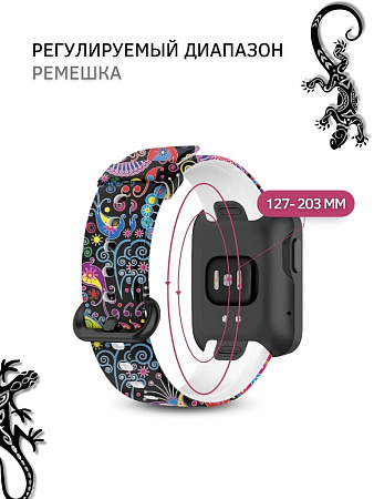 Силиконовый ремешок с рисунком для Xiaomi Mi Watch Lite (Peacock)