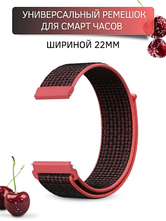 Универсальный нейлоновый ремешок PADDA Colorful для смарт-часов шириной 22 мм (черный/розовый)
