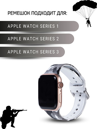 Ремешок PADDA с рисунком для Apple Watch 1,2,3 поколений (38мм/40мм), Camouflage Black