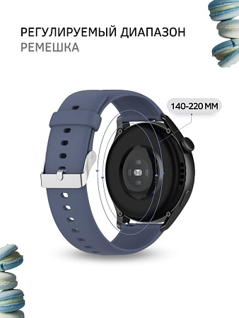Силиконовый ремешок PADDA Dream для Garmin vivoactive 4 (серебристая застежка), ширина 22 мм, сине-серый
